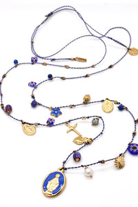 Long Religious Saint and Charm Necklace - N2-2619