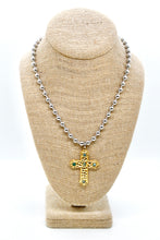 Load image into Gallery viewer, African Turquoise Cross Convertible Silver Chain Necklace
