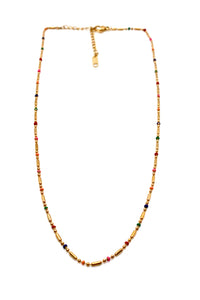 Gold and Rainbow Dots Delicate Chain Necklace -French Flair Collection-