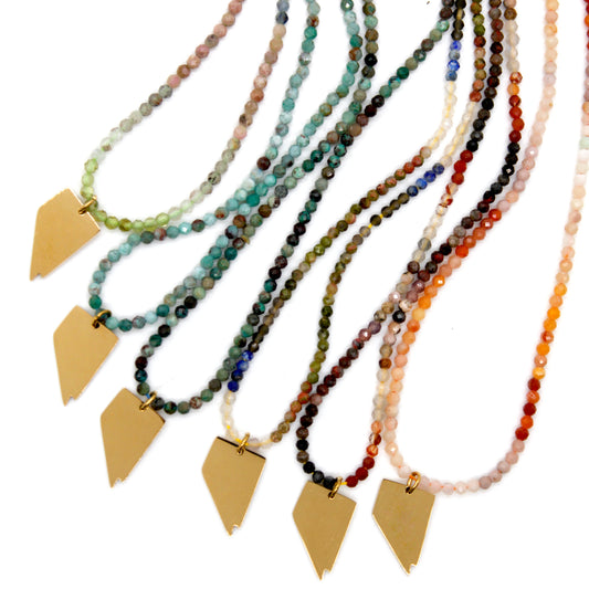 Nevada State Mini Stone Gold Charm Necklace