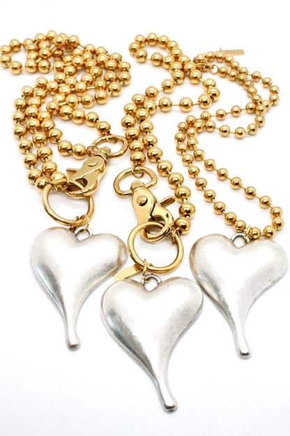 Simple Silver Pendant Convertible Gold Chain Necklace
