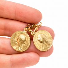 Load image into Gallery viewer, Simple Bronze French Religious Medal Earrings - FME06

