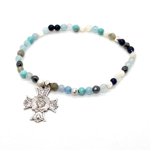 Turquoise Mix Bracelet with Sterling Charms -French Medals Collection-