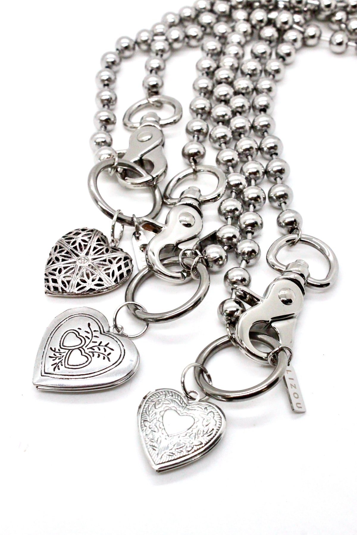 Dark Heart Locket Charm Necklace Single Silver Chain Claw Clasp