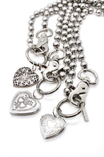 Load image into Gallery viewer, Double Heart Locket Charm Necklace Silver Chain Claw Clasp
