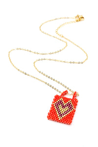 Miyuki Seed Bead Heart Pendant Necklace -Seeds Collection-