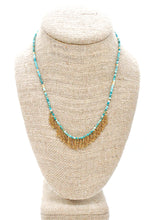 Load image into Gallery viewer, Faceted Turquoise Mini Chain Fringe Necklace -French Flair Collection-
