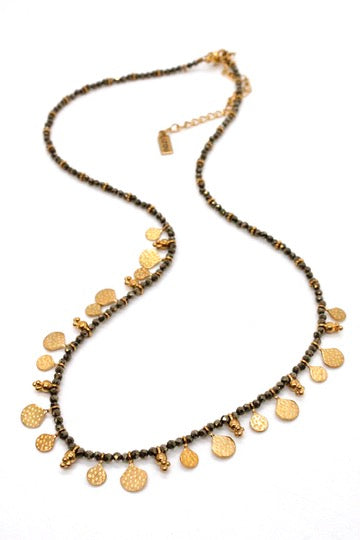 Short Mini Delicate Charm Pyrite Necklace - N2-2610P