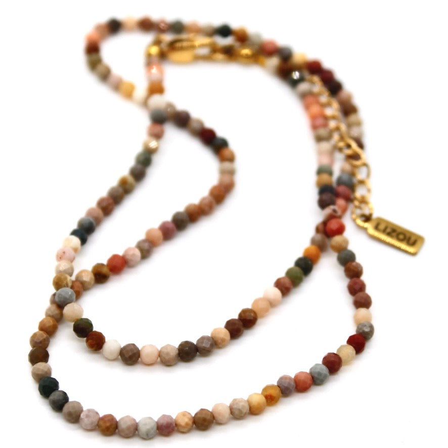 Short Alxa Agate Stone Necklace - N9-200AX