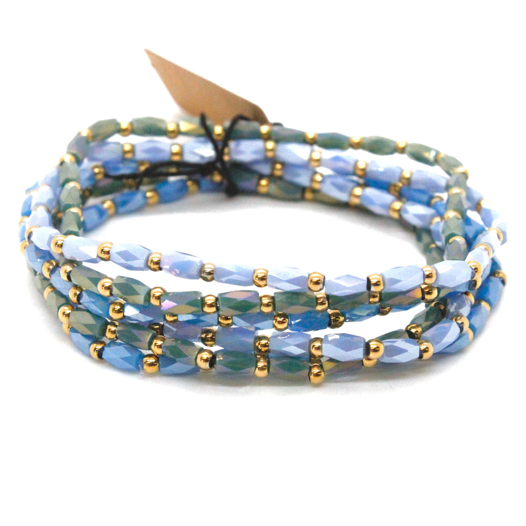 Glass and Gold Stackable Faceted Bracelet -French Flair Collection-