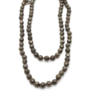 Hand Knotted Faceted Pyrite Bead Necklace - NL-PY