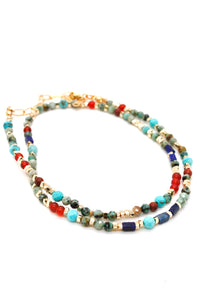 African Turquoise and Mixed Stone Necklace -French Flair Collection-