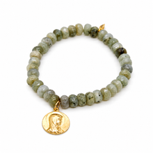 Load image into Gallery viewer, Stretch Labradorite Bracelet French Religious Medal - FMB09C
