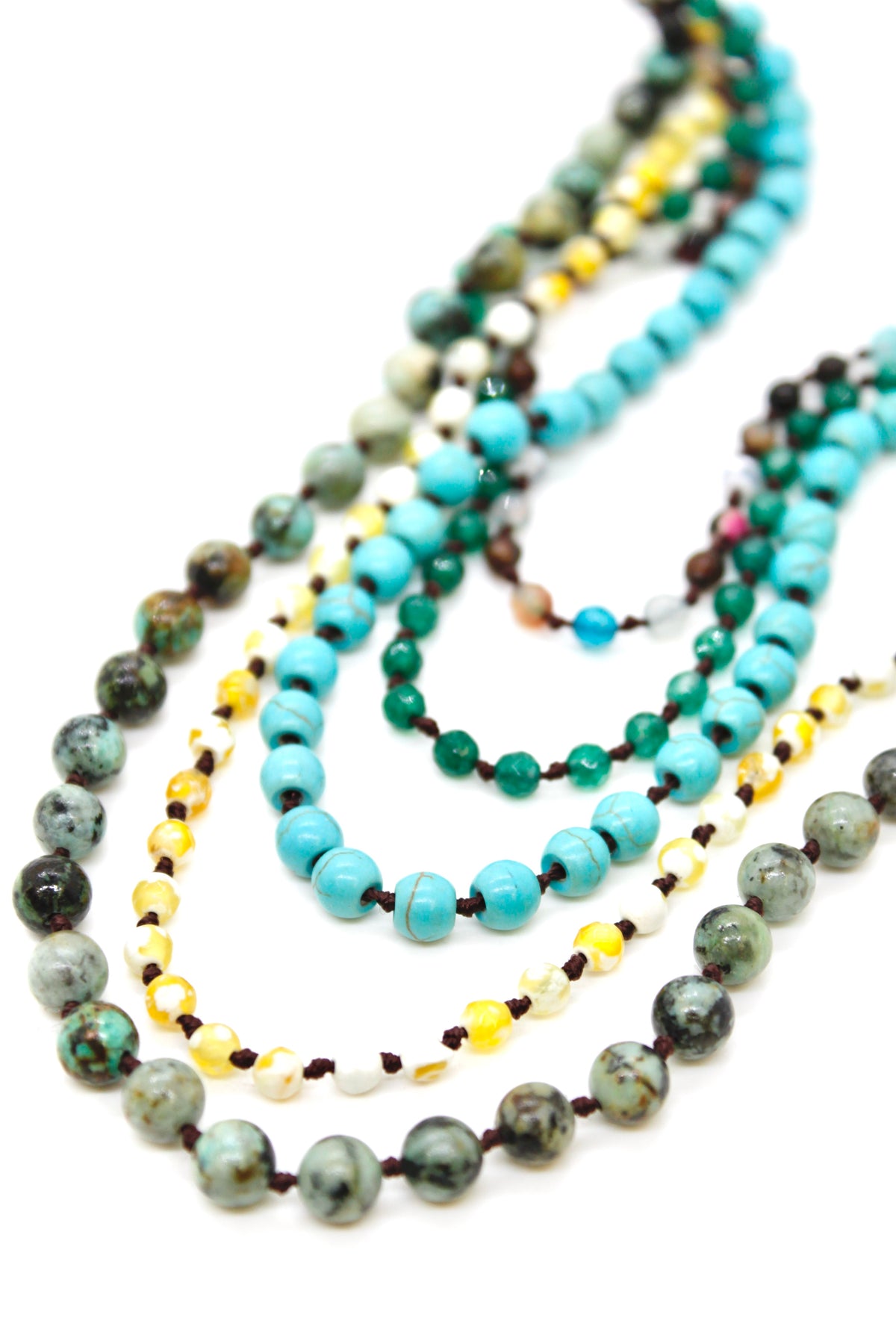 Semi Precious Stone Multi Strand Short Necklace - NLS-Nature