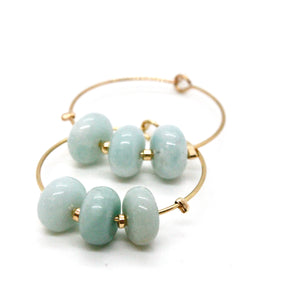 Stone and Gold Hoop Earrings E7-011 -Stone Collection-