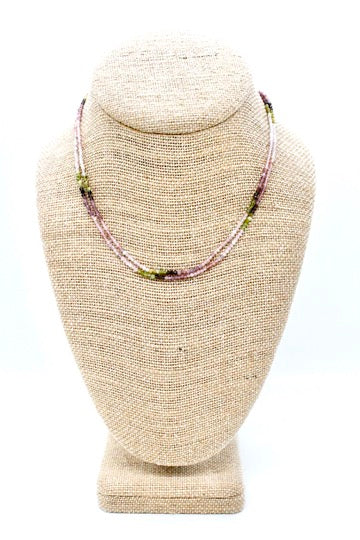 Delicate Faceted Mini Semi Precious Stone Mix Beaded Necklace - N9-010
