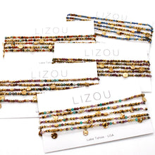 Load image into Gallery viewer, Multi Stone Mix and Mini Gold Coin Wrap Necklace - N2-2617A
