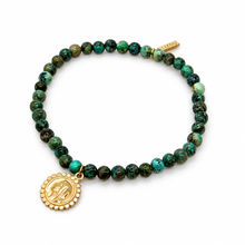 Load image into Gallery viewer, Stretch African Turquoise Bracelet French Religious Medal - FMB18B
