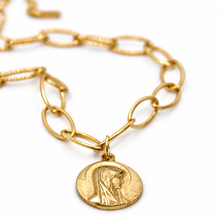 Load image into Gallery viewer, Gold Plated Stainless Steel French Religious Medal Short Necklace - FMN06

