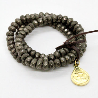 Stretch Pyrite Gold Buddha Charm Bracelet -Buddha Collection-
