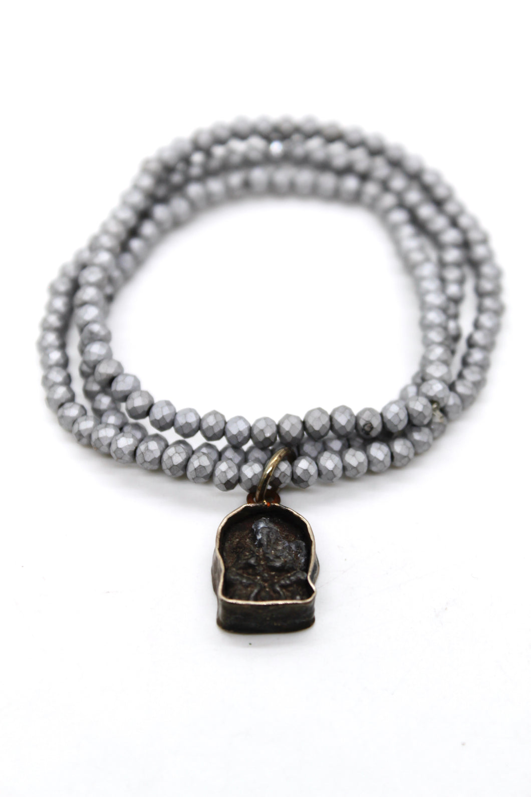Matte Crystal Necklace with Small Buddha -Buddha Collection-