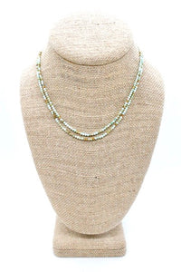 Delicate Faceted Mini Semi Precious Stone Amazonite Beaded Necklace - N9-108