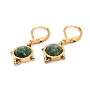 Delicate Small African Turquoise dangle Earrings E4-227 -French Flair Collection-