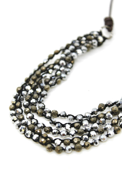 Semi Precious Stone Multi Strand Short Necklace - N4-010