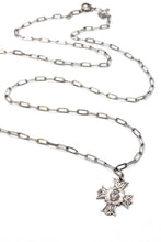 Load image into Gallery viewer, Extra Long Silver Chain Necklace with Sterling Cross Heart Charm -French Medals Collection-
