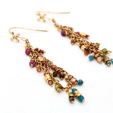Load image into Gallery viewer, Rainbow Stone Mix and Gold Mini Charm Dangle Earrings - E4-327
