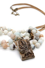 Load image into Gallery viewer, Buddha Necklace 67 - Amazonite and Leather Buddha Necklace - One of a Kind -
