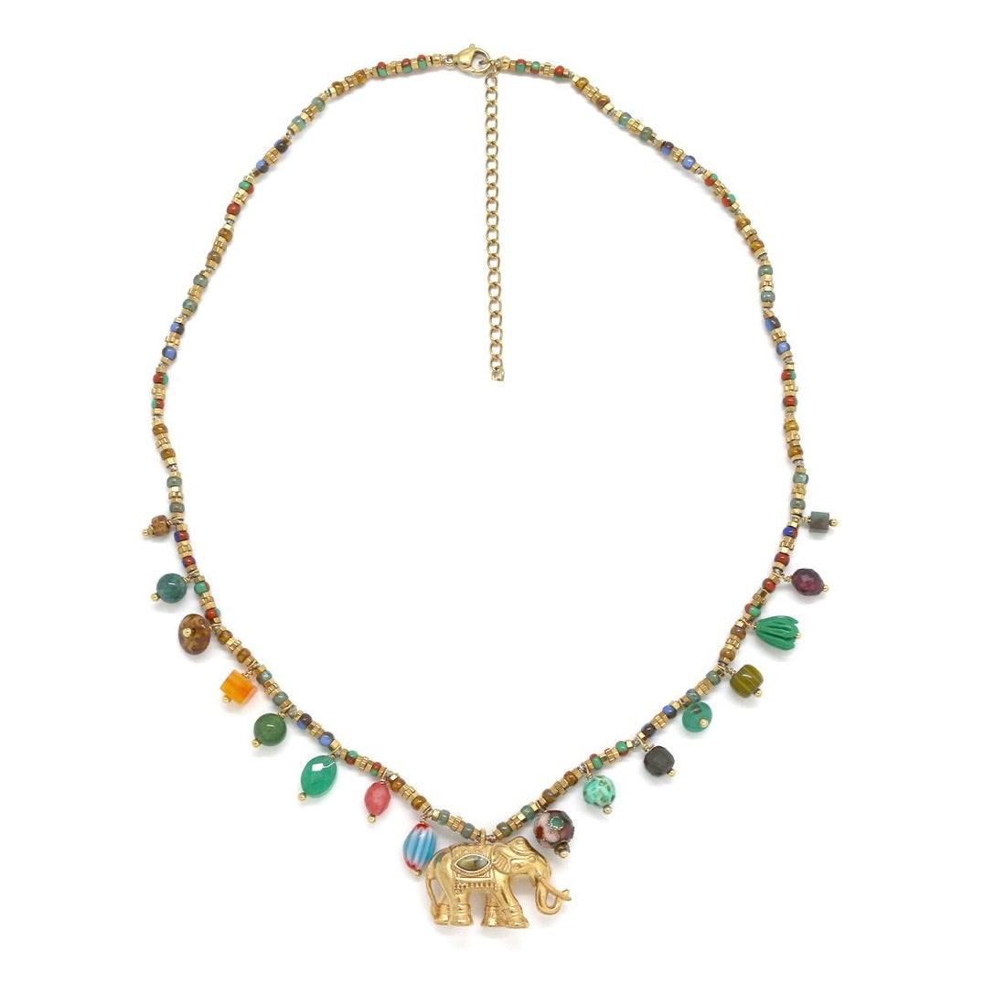 Millefiori Elephant Necklace -  N2-2696