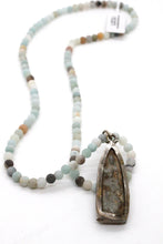 Load image into Gallery viewer, Amazonite Stretch Short Necklace or Bracelet with Reversible Buddha Charm -The Buddha Collection- NS-AZ-LB
