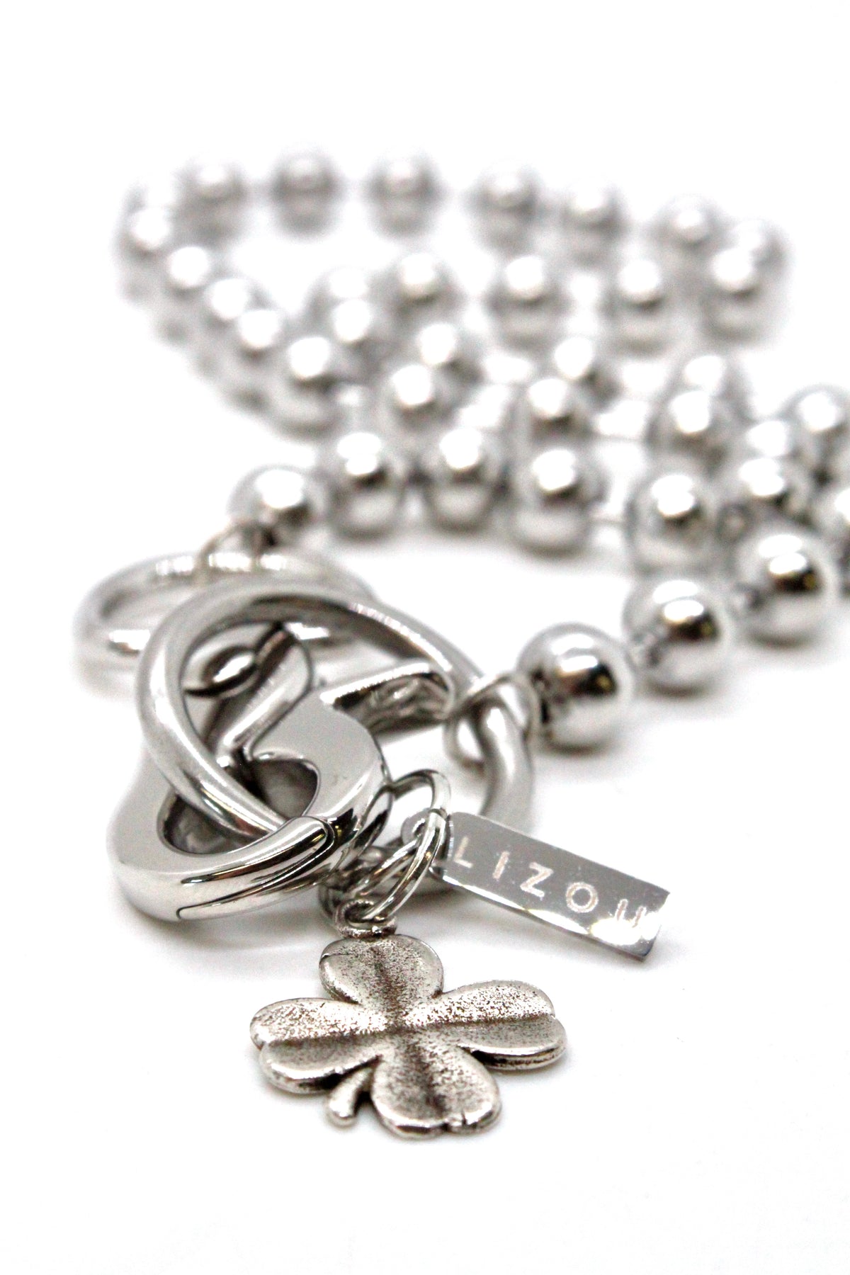 Lucky Shamrock Necklace Single Silver Chain Claw Clasp