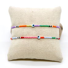 Load image into Gallery viewer, Two Evil Eye Colorful Seed Bead Bracelets - B8-034
