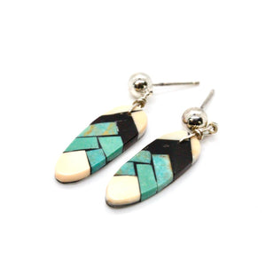 Navajo American Indian Turquoise Feather Earrings