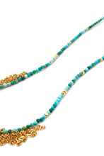 Load image into Gallery viewer, Faceted Turquoise Mini Chain Fringe Necklace -French Flair Collection-
