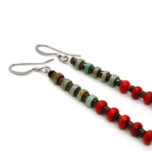 Load image into Gallery viewer, American Indian Sterling Turquoise and Coral Navajo Earrings
