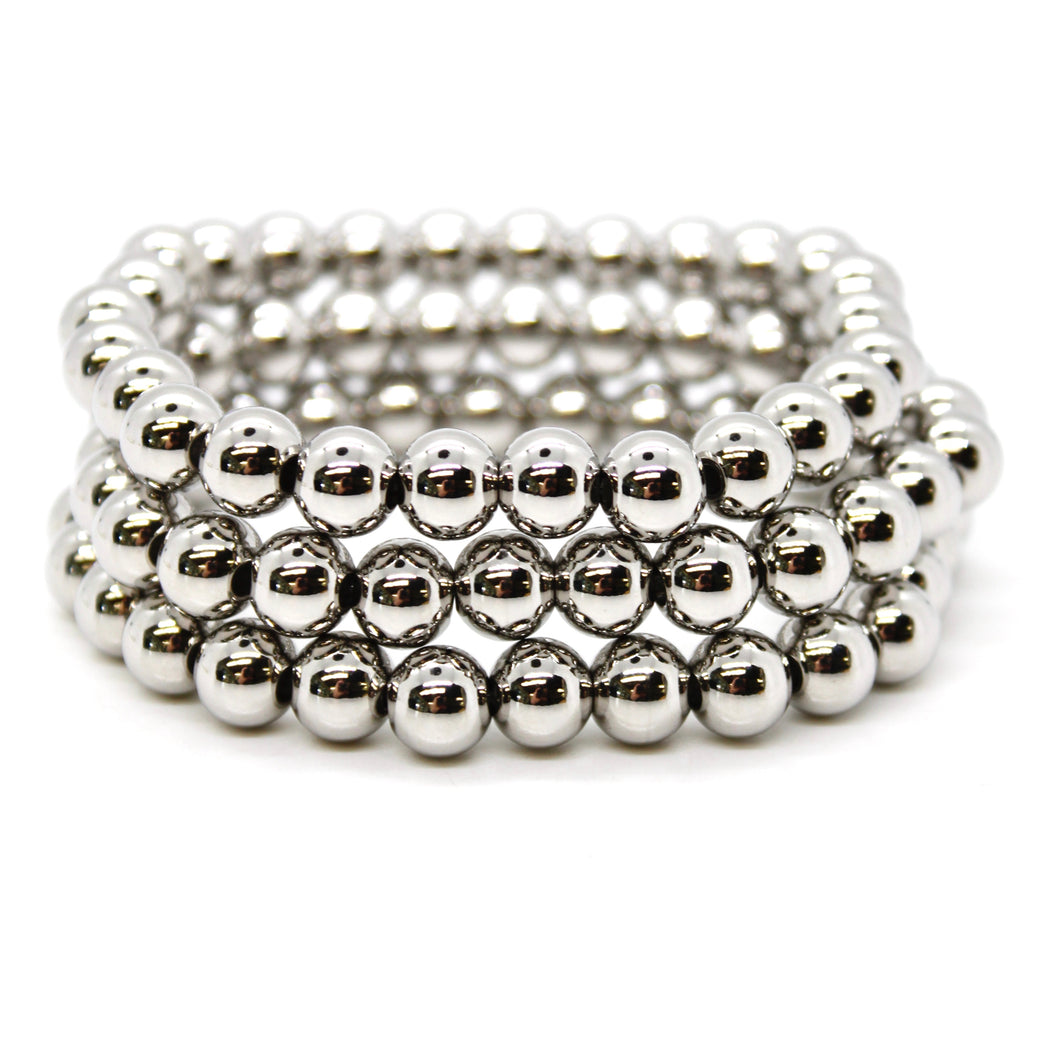 Plain and Classy Silver Stretch Bracelet - B4-031SS