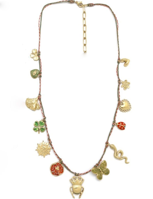 Beetle and Butterfly Bug Charm Necklace - N2-2557