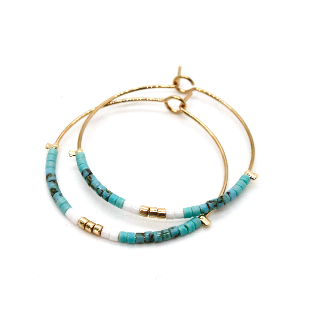 Miyuki Bead Mix Hoop Earrings - E8-038D