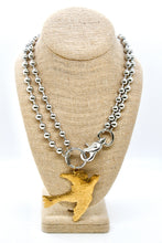 Load image into Gallery viewer, Flying Brass Bird Convertible Silver Chain Necklace
