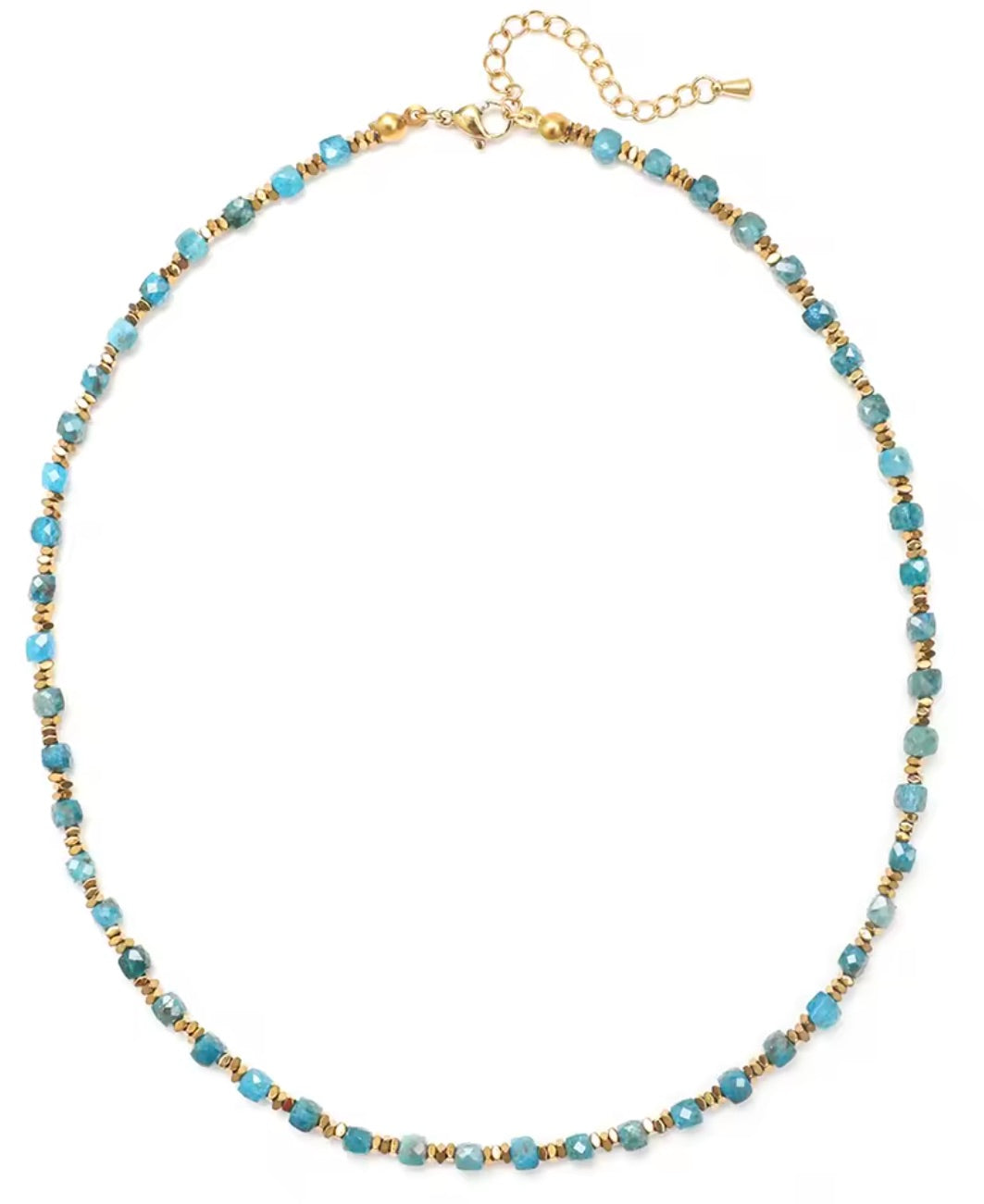Simple Semi Precious Stone and 24K Gold Plate Necklace- N2-2389