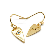 Load image into Gallery viewer, Small Gold Heart Evil Eye Earrings E4-225 -French Flair Collection-
