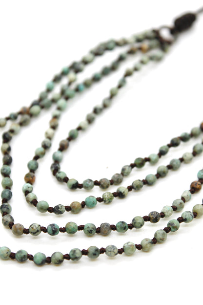 Semi Precious Stone Multi Strand Short Necklace - NLS-073