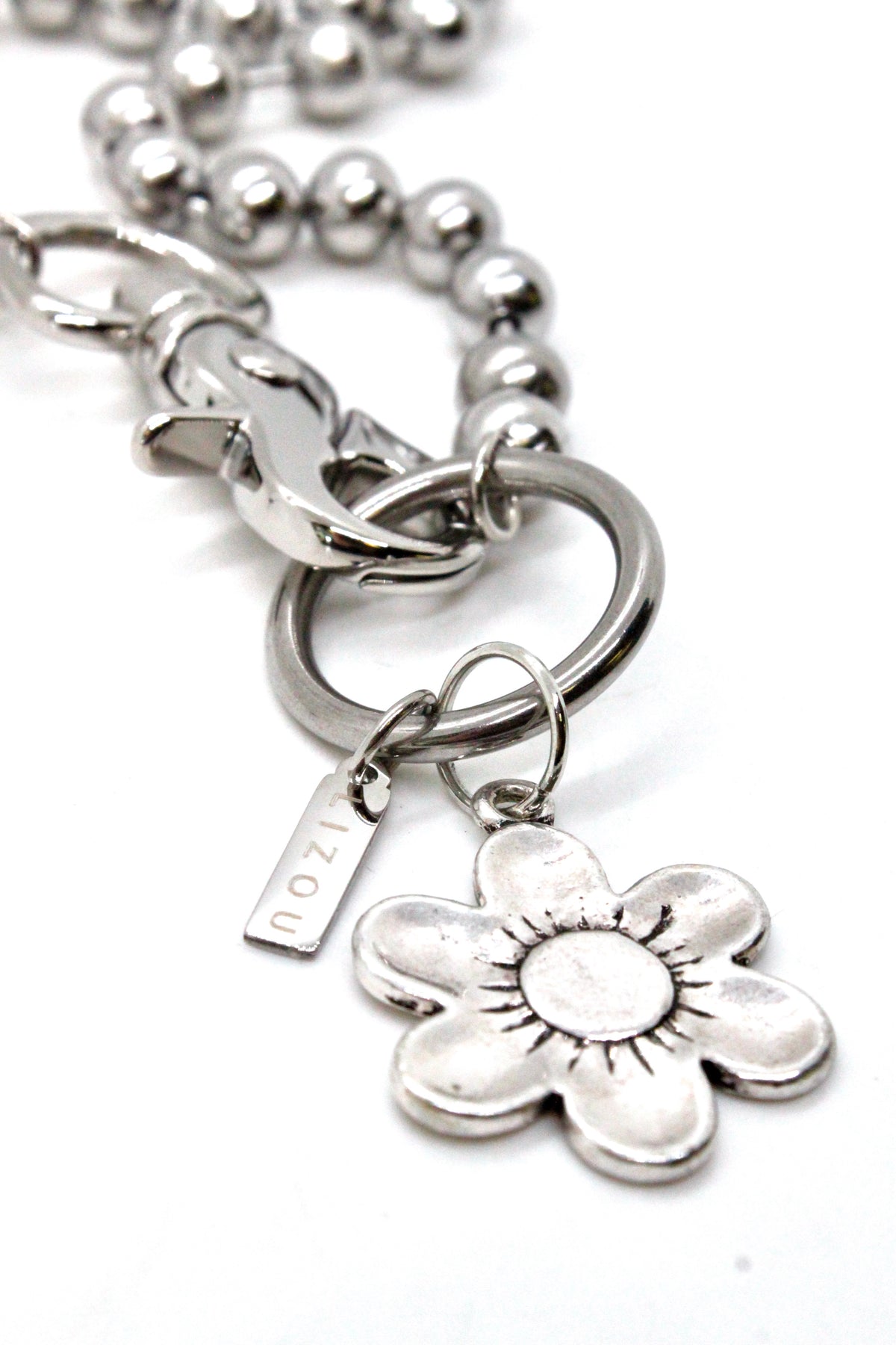 Garden Daisy Charm Necklace Silver Chain Claw Clasp