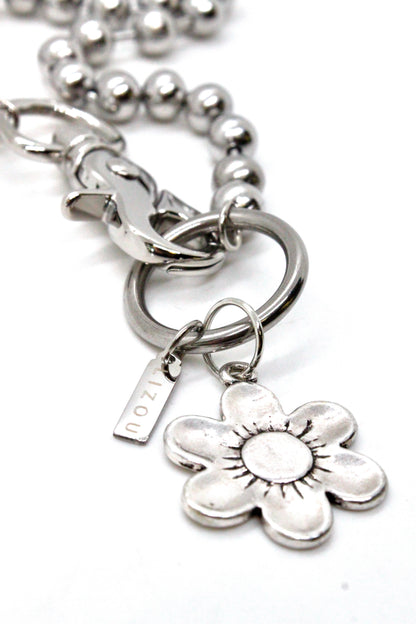 Garden Daisy Charm Necklace Silver Chain Claw Clasp