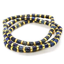 Load image into Gallery viewer, Navy and Gold Stretch Stone Bracelet -Stone Collection-
