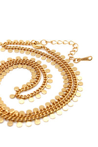 Short 18K Gold Plate Mini Disc Necklace -French Flair Collection-