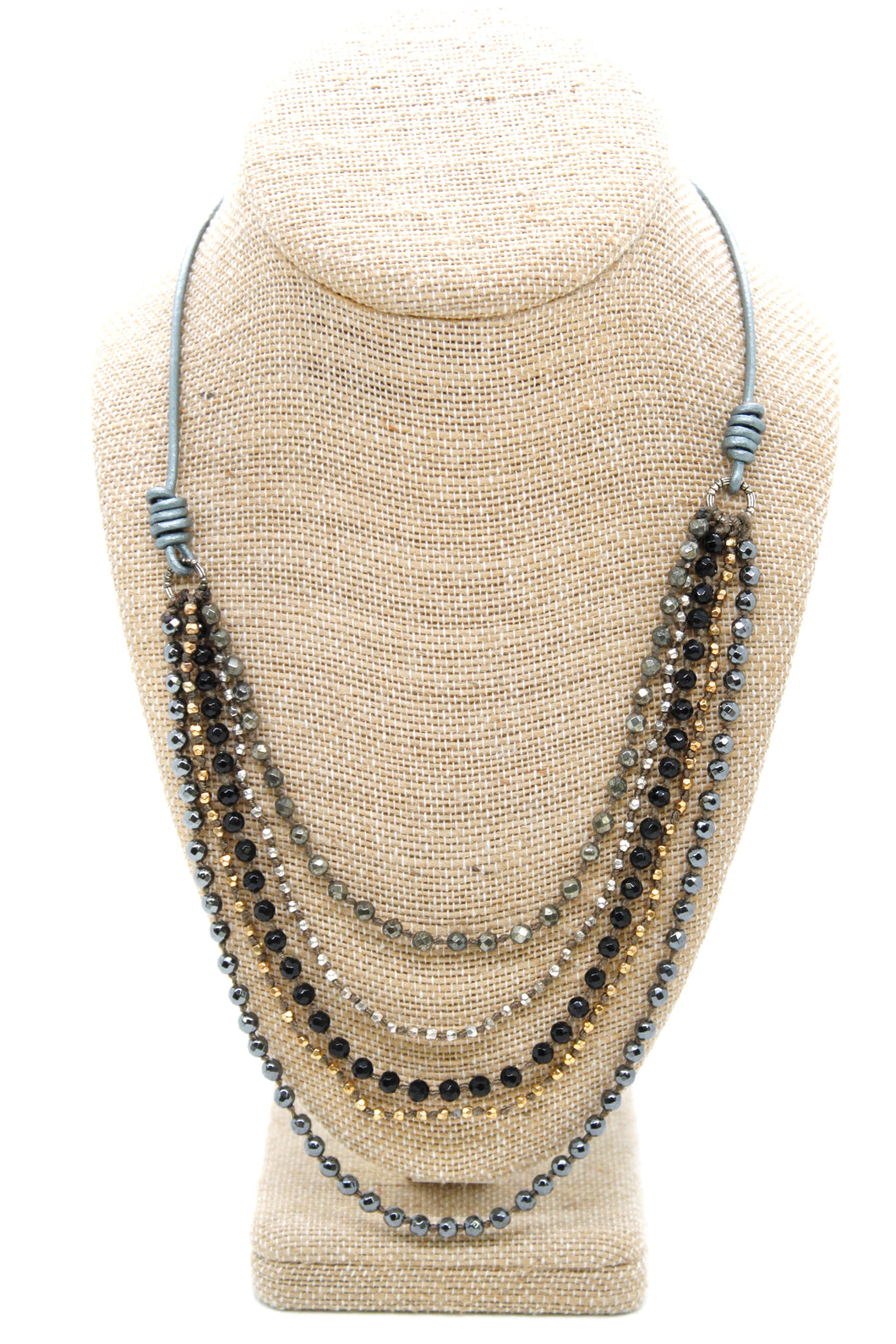 Semi Precious Stone Multi Strand Short Necklace - NLS-Viper